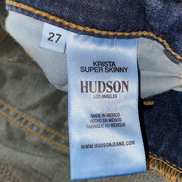 HUDSON JEANS KRISTA SUPER SKINNY JEANS NORDSTROM LUXURY BRAND DARK WASH WHISKER - Picture 9 of 13
